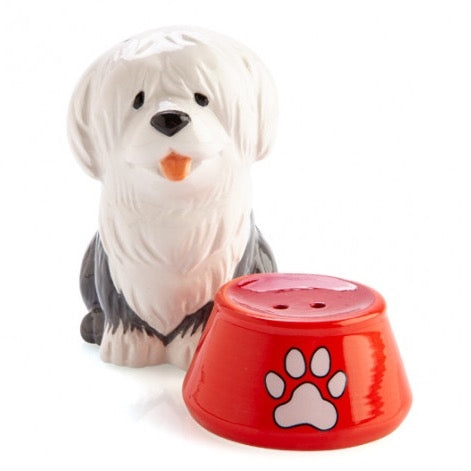 SALT & PEPPER SET SHEEPDOG W/BOWL