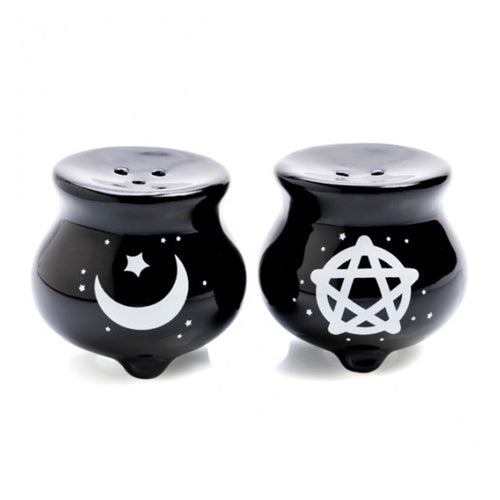 SALT & PEPPER WITCHES CAULDR
