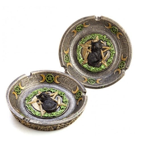INCENSE BURNER ASHTRAY CAT PENTACLE